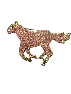Vintage Pink Rhinestone Horse Pin